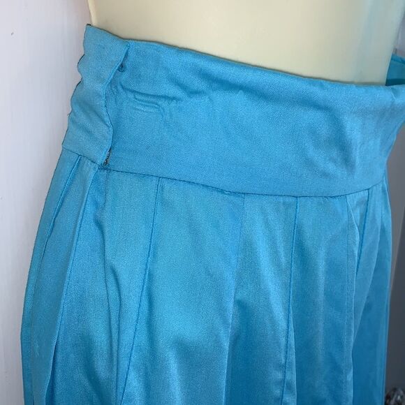 Vintage handmade aqua blue chintz maxi skirt - Picture 4 of 8